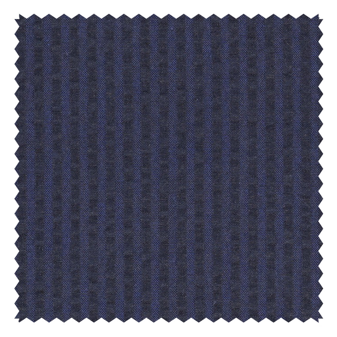 Navy Blue Solid "Zefiro" Seersucker