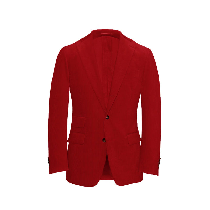 Red Unstructured Corduroy Suit